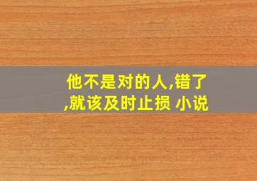 他不是对的人,错了,就该及时止损 小说